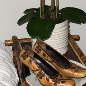 Prada Tan Floral Women's Heels